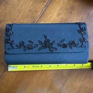 Black clutch with beading